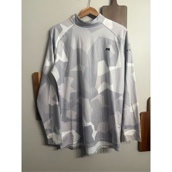 MonTec Gray Camo Performance Mock Neck Long Sleeve Ski Base Layer Top Medium - Picture 1 of 5